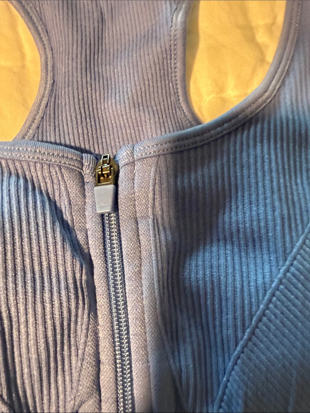 90 Degree By Reflex Front-Zip Ribbed Sports Bra - Periwinkle - Picture 3 of 6